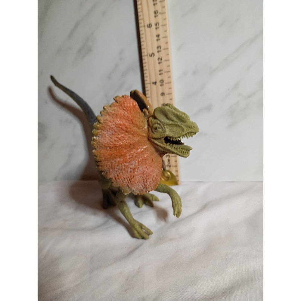 Boley Dilophosaurus Dinosaur Action Figure Green Orange Frill Toy TM04 JUN22